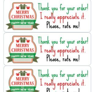 Thank You Labels Stickers Christmas Winter